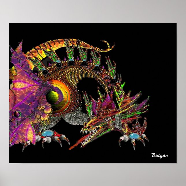DRA/FANTASY GULD DRAGON IN LILA AND BLACK POSTER (Framsidan)