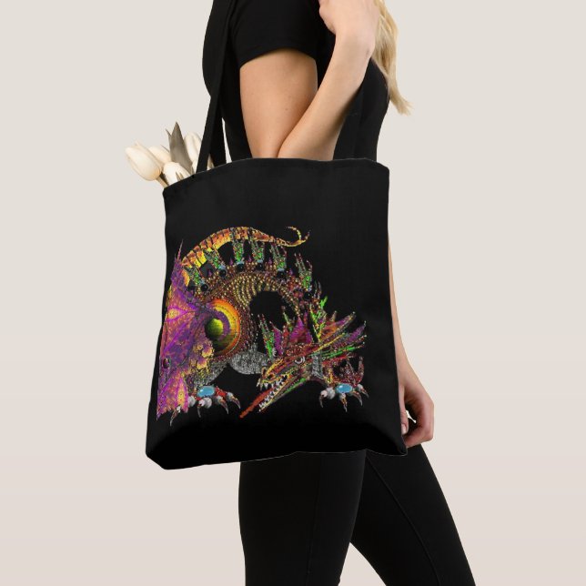 DRA/FANTASY GULD DRAGON IN LILA AND BLACK TYGKASSE (Närbild)