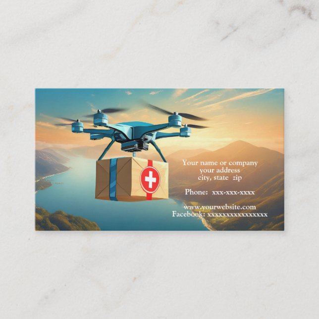 Dra i himlar med paket visitkort (Framsida)