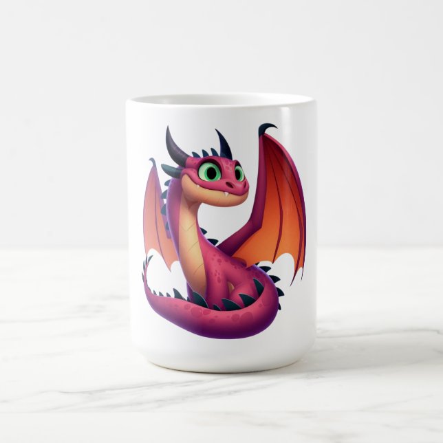 Dra i lila/röd tecknad kaffemugg (Center)