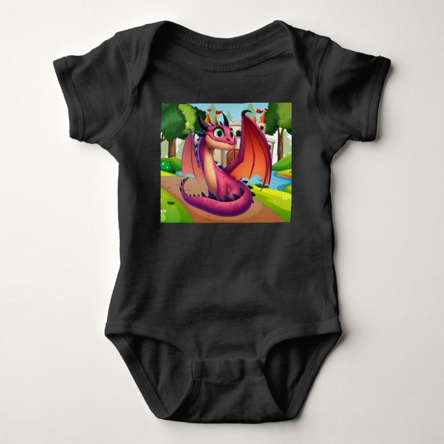 Dra i lila/röd tecknad t shirt (Framsida)