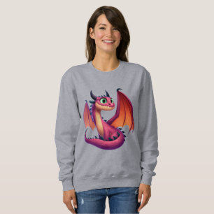Dra i lila/röd tecknad t shirt