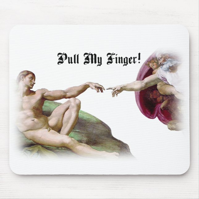 Dra i mitt finger - Michelangelo Skapelse-fart Hum Musmatta (Framsidan)