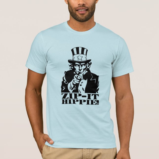 Dra igen blixtlåset på det hippien! t-shirt (Framsida)