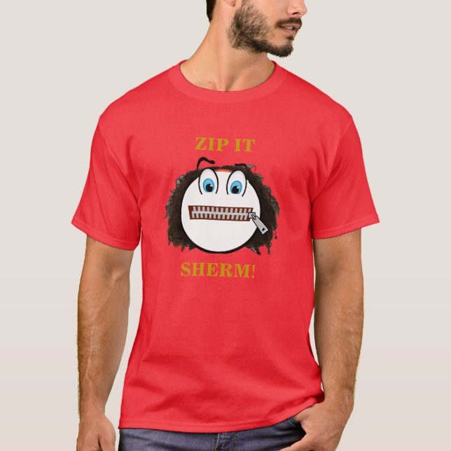 DRA IGEN BLIXTLÅSET PÅ DET SHERM! T-SHIRT (Framsida)