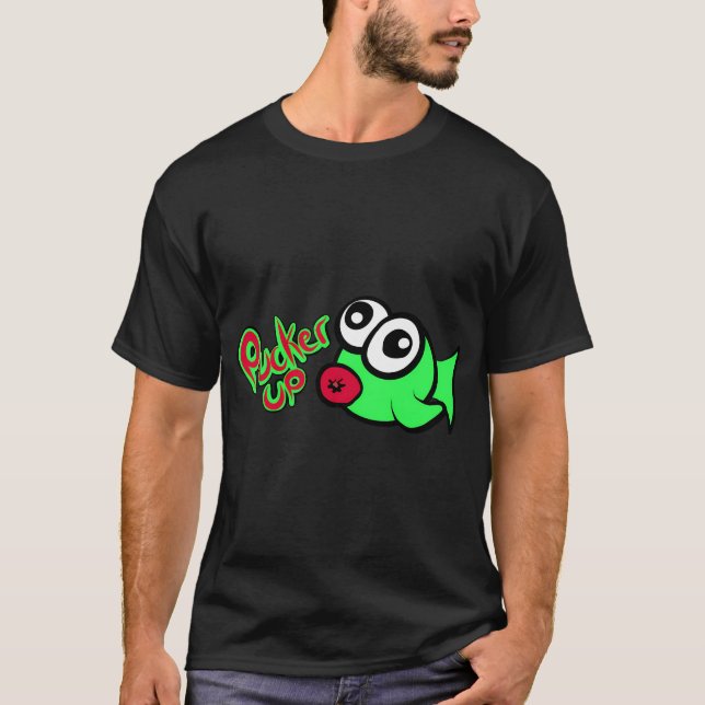 Dra ihop dig! Tecknad fisk T Shirt (Framsida)