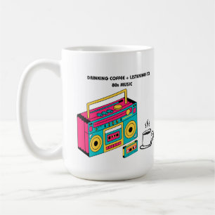 Dra kaffe och lyssna på musik på 80-talet kaffemugg