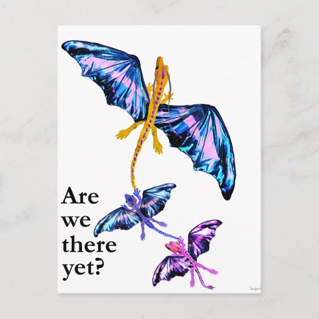 dra med två barn vykort (Framsida)