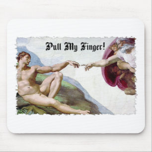 Dra min finger - Michelangelo Skapelse Fart Humor Musmatta