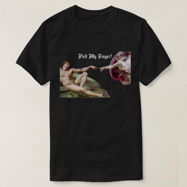 Dra min finger - Michelangelo Skapelse-fart-humor Tröja (Design framsida)