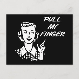 Dra min Finger Retro Housefru B&W Vykort