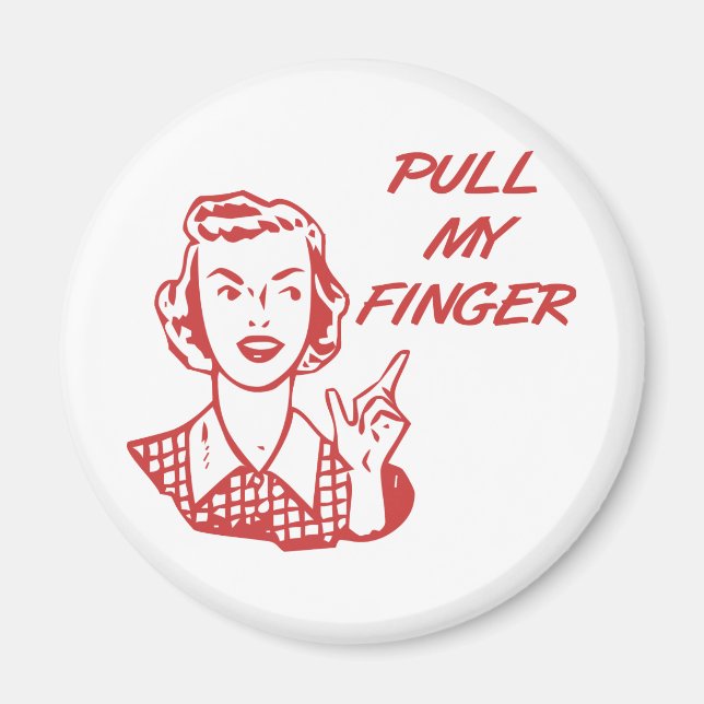 Dra min Finger Retro Housefru Red Magnet (Framsidan)