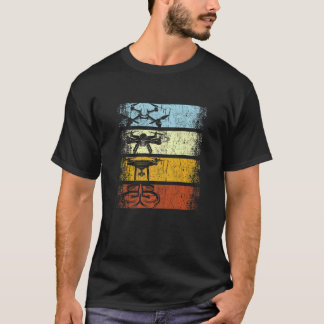 Dra om Vintagen Retro-Drones Dra en Quadrocopter-p T Shirt