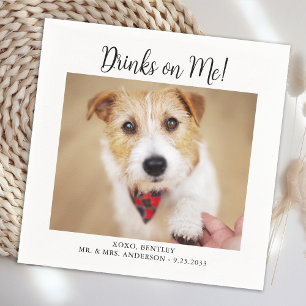 Dra på Me Cute Template Cat Hund Photo Bröllop Pappersservett