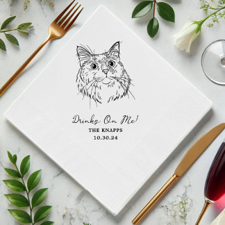 Dra på mig Anpassningsbar Cat Drawn Bröllop Pappersservett