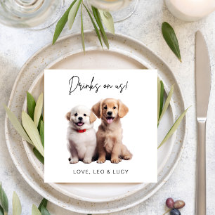 Dra på oss Enkelt fotopatset Cute Roligt Pet Bröll Pappersservett