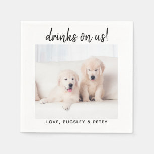 Dra på oss Enkelt fotopatset Cute Roligt Pet Bröll Pappersservett