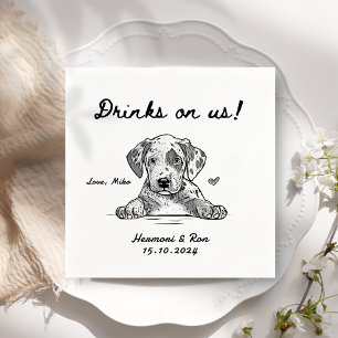 Dra på oss minimalistiskt Rolig hund enkelt Bröllo Pappersservett