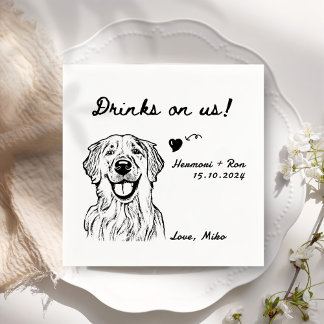 Dra på oss minimalistiskt Rolig hund enkelt Bröllo Pappersservett
