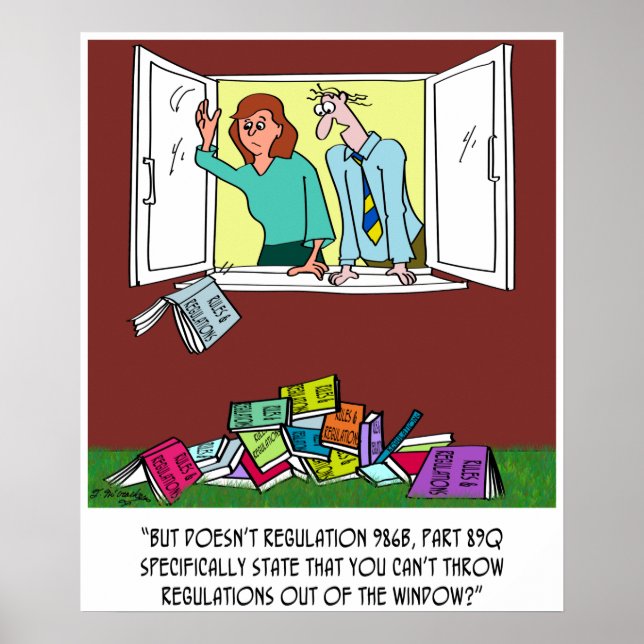 Dra reglementen genom fönstret poster (Framsidan)