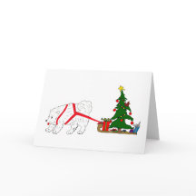 Dra samoyeden som drar julgranen