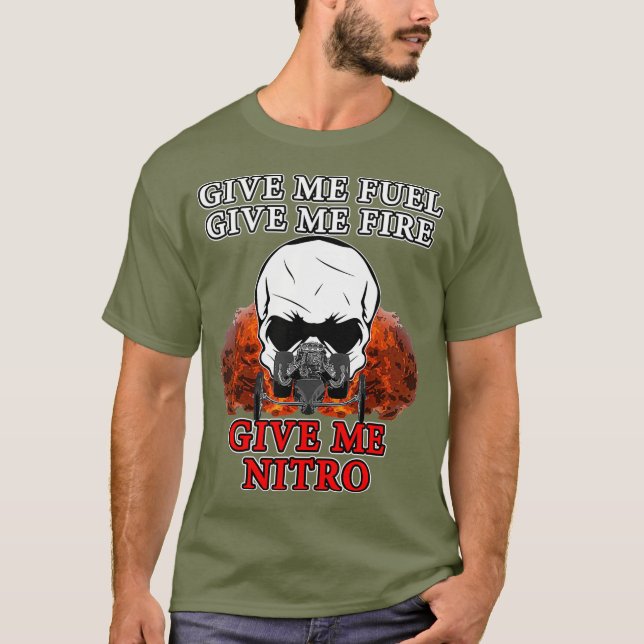 Dra Tävlan Nitro Dragsters (översta drivmedelsDrag T Shirt (Framsida)