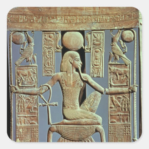 Dra tillbaka av en stol från graven av Tutankhamu Fyrkantigt Klistermärke
