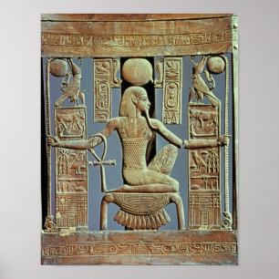 Dra tillbaka av en stol från graven av Tutankhamu Poster