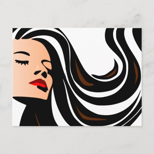 Dra tillbaka håret. vykort (Framsida)