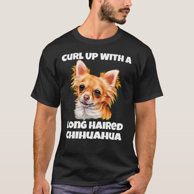 Dra upp med en lång Hund av Chihuahua T Shirt (Framsida)