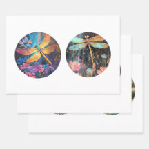 Dra ut 12-tums cirkelrundade Dragonfly-Blommigt