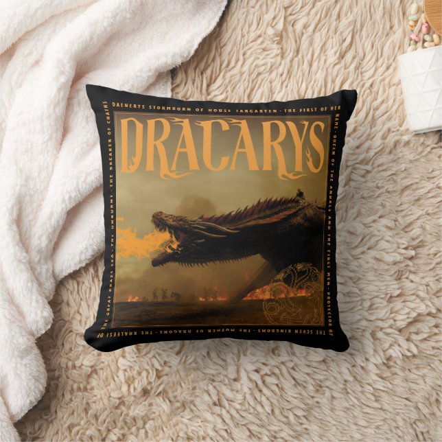"Dracarys" Drogon Breathing Fire Graphic Kudde (Filt)