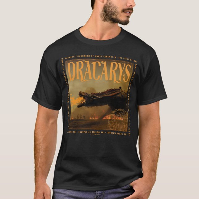 "Dracarys" Drogon Breathing Fire Graphic T Shirt (Framsida)