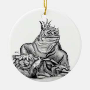Drache schwarz weiss Zeichnung Julgransprydnad Keramik