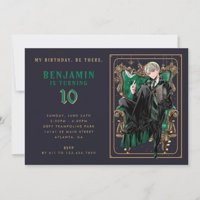 Draco Malfoy Slytherin Födelsedag Inbjudningar (Framsida)