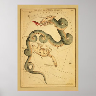 Draco the Dragon - Vintage Astronomical Star Chart Poster