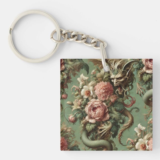 Drac's Finery - Gothic Dragon Blommigt Pillow (Framsidan)