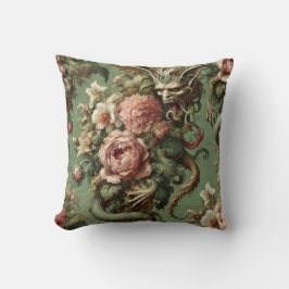 Drac's Finery - Gothic Dragon Blommigt Pillow Kudde