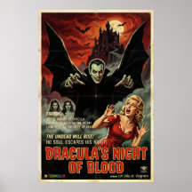 Dracula Affisch Gotisk Vampyr Skräck Spooky Konst