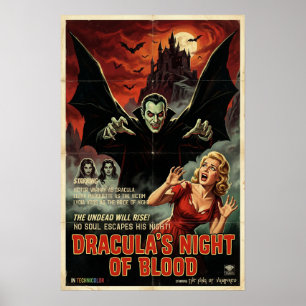 Dracula Affisch Gotisk Vampyr Skräck Spooky Konst