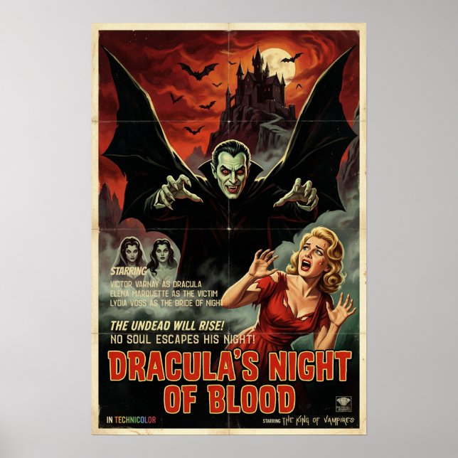 Dracula Affisch Gotisk Vampyr Skräck Spooky Konst (Framsidan)