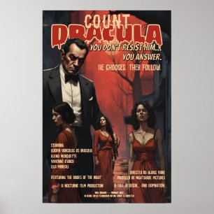 Dracula Affisch Vintage Gotisk Vampyr Skräck
