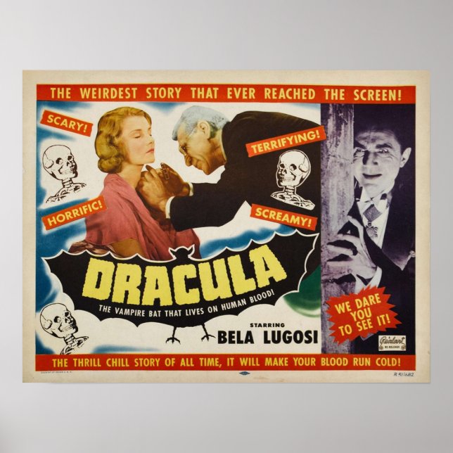 Dracula Bela Lugosi Horror Movie 1951 Skriv ut Poster (Framsidan)