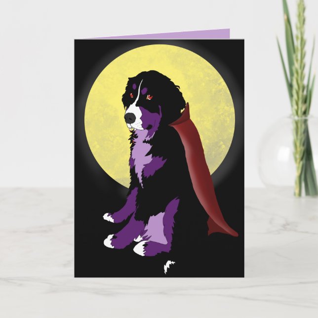 Dracula Bernese Mountain Hund Halloween Kort (Framsida)