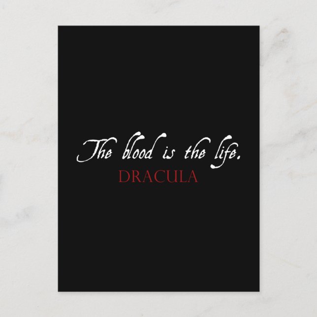 Dracula-citat: Blodet är livet Vykort (Framsida)