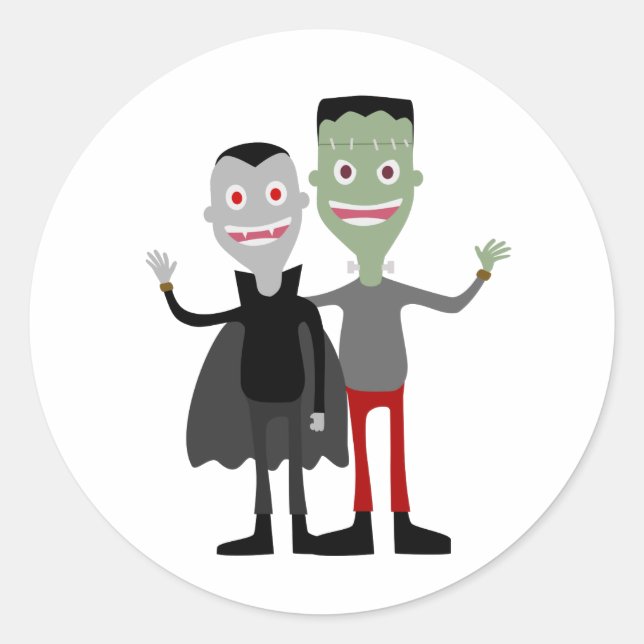 Dracula & Frankenstein Runt Klistermärke (Framsida)