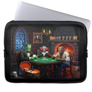 DRACULA & FRANKENSTEINS HALLOWEEN-MONSTER-POKER LAPTOP FODRAL