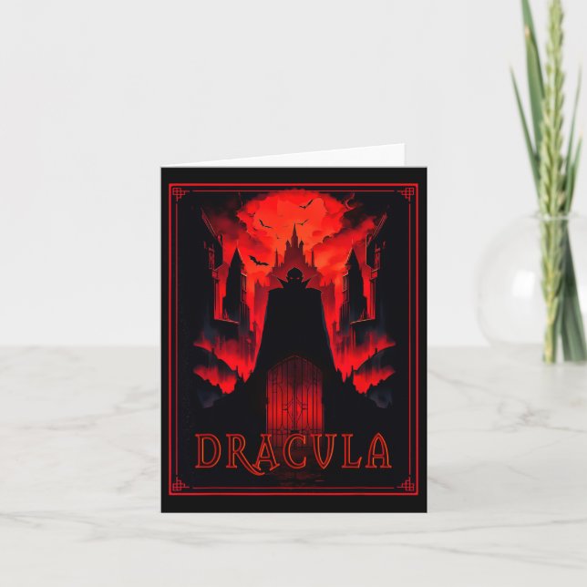 Dracula Gothic Horror Vampire Art-halloween Vampi Kort (Framsida)