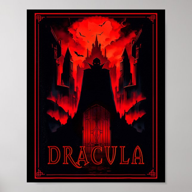 Dracula Gothic Horror Vampire Art-halloween Vampi Poster (Framsidan)