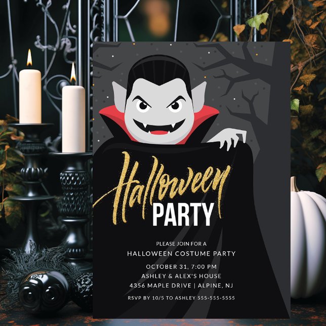 Dracula Halloween Costume Party Inbjudningar (Skapare uppladdad)